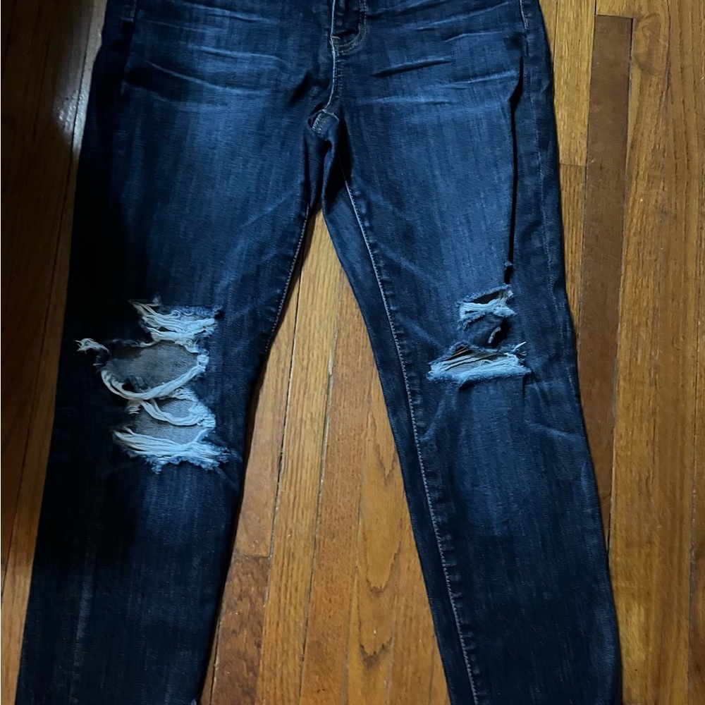 Distressed Dark Blue Jeans